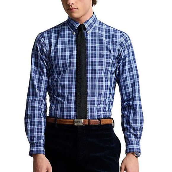 Polo Ralph Lauren Performance Stretch Classic Fit Plaid Oxford Long Sleeve - Picture 1 of 7